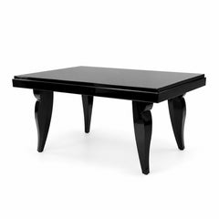 Art Deco Black Lacquer Extendable Dining Table in the Style of Jules Leleu