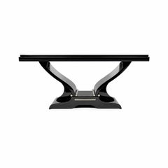Art Deco Black Lacquer Extending Dining Table in the Style of Jules Leleu