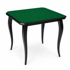 Art Deco Schwarzer Lack Spieltisch mit grüner Filzplatte
