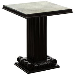 Art Deco Black Lacquer Occasional Table with Vintage Mirror by Grosfeld House