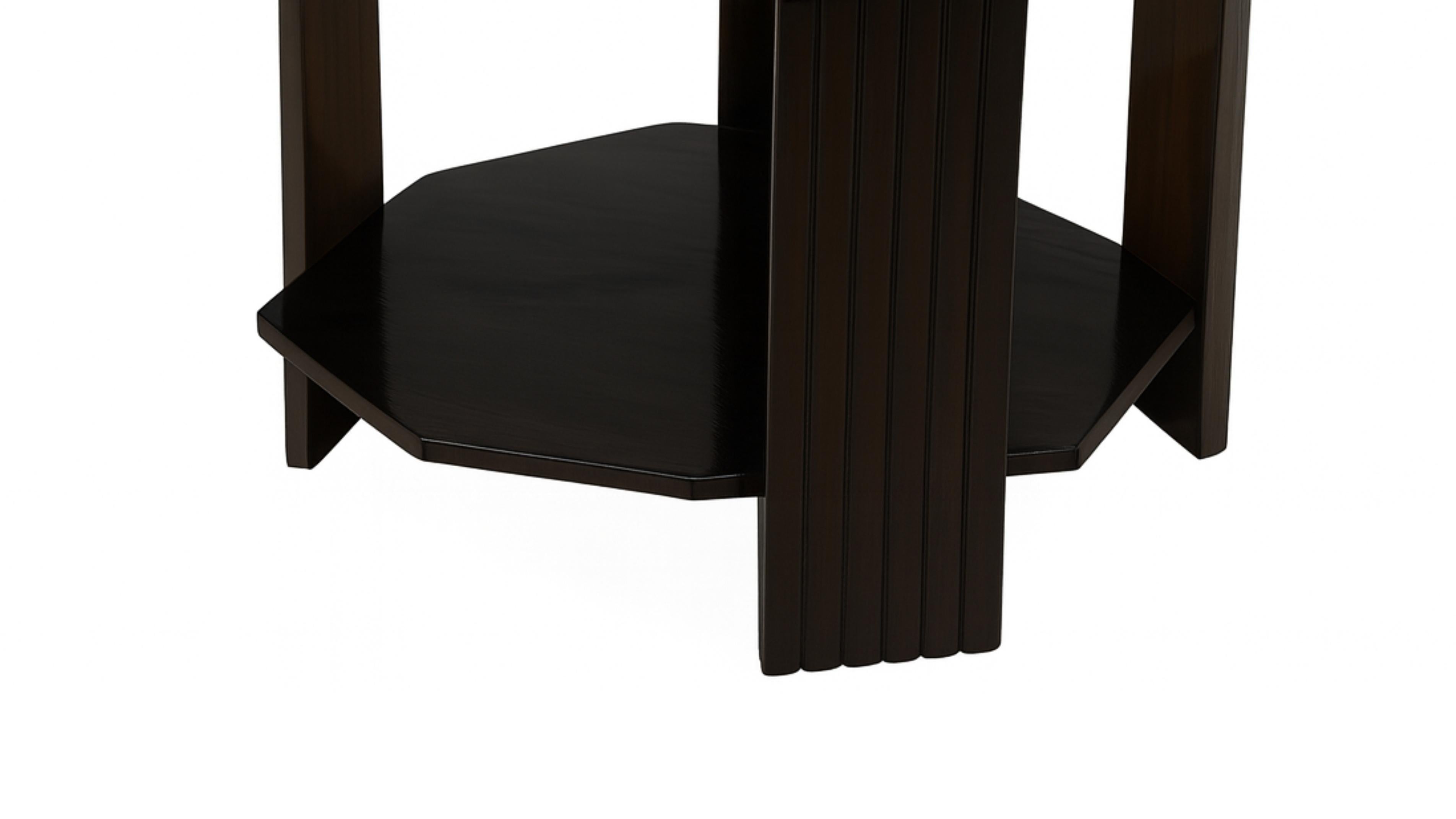 XX secolo Tavolino con piedistallo in lacca nera Art Déco, 20° secolo in vendita
