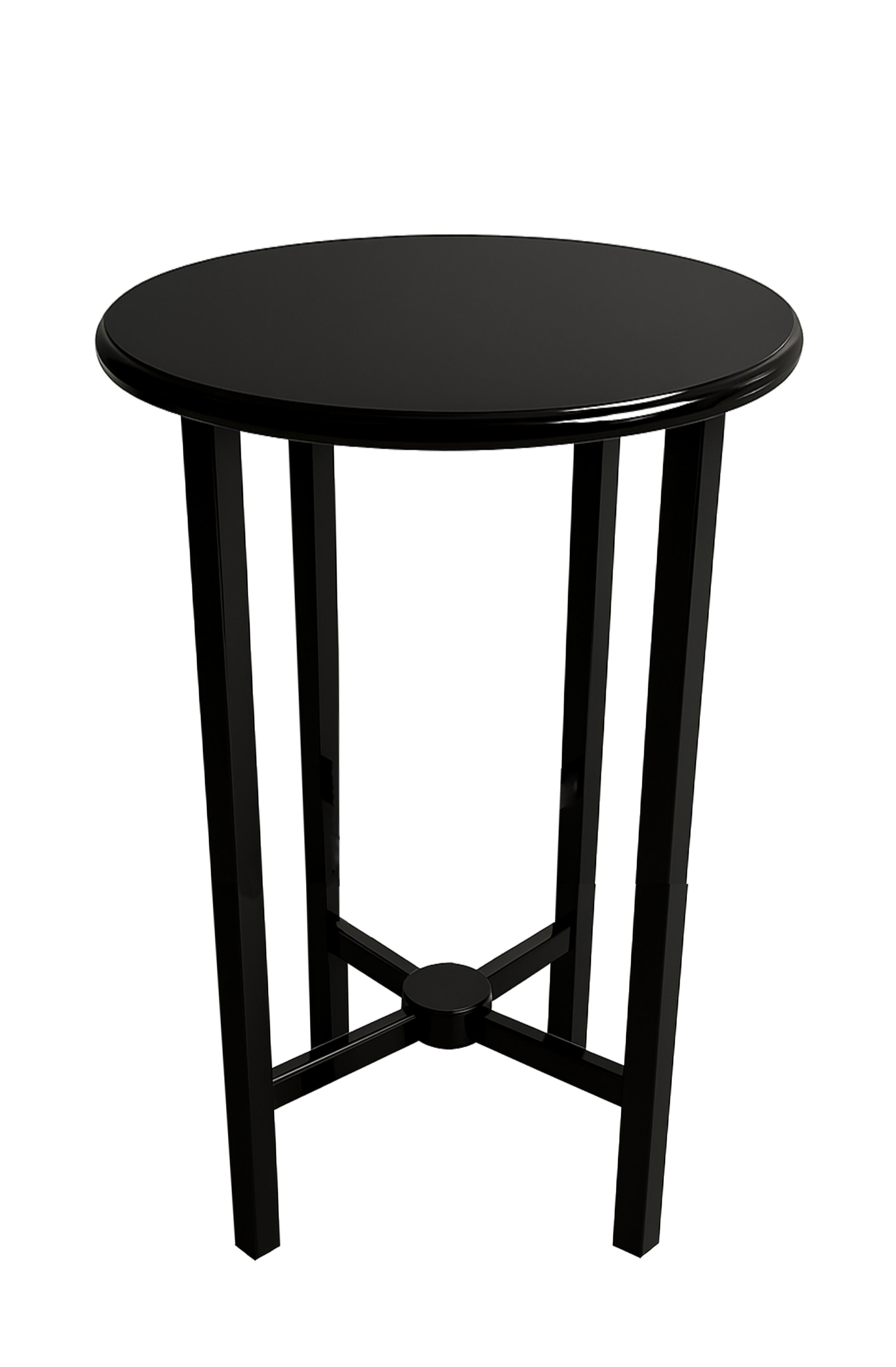 Art Deco  Schwarzer Lacksockeltisch, 20. Jahrhundert (Art déco) im Angebot