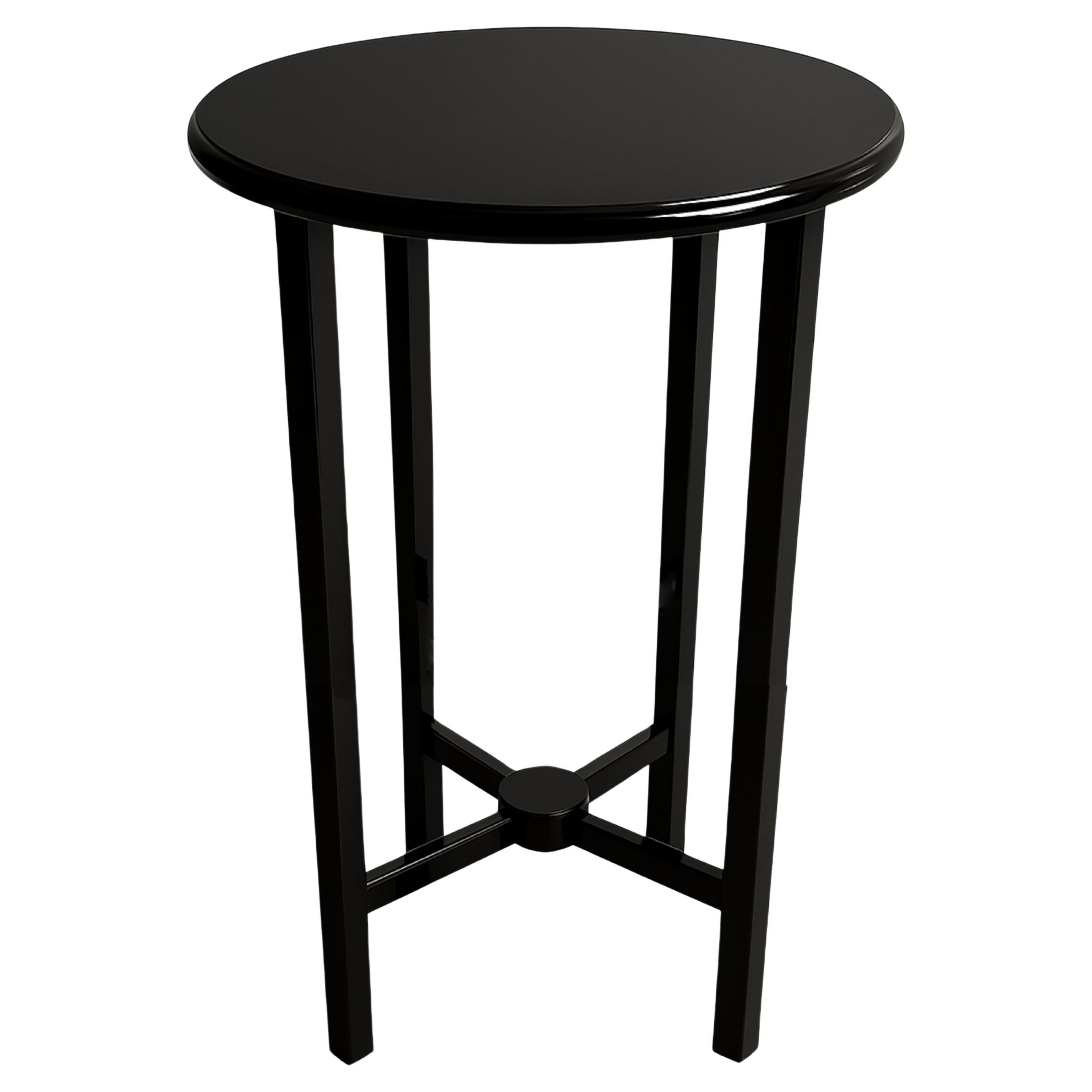 Art Deco  Schwarzer Lacksockeltisch, 20. Jahrhundert