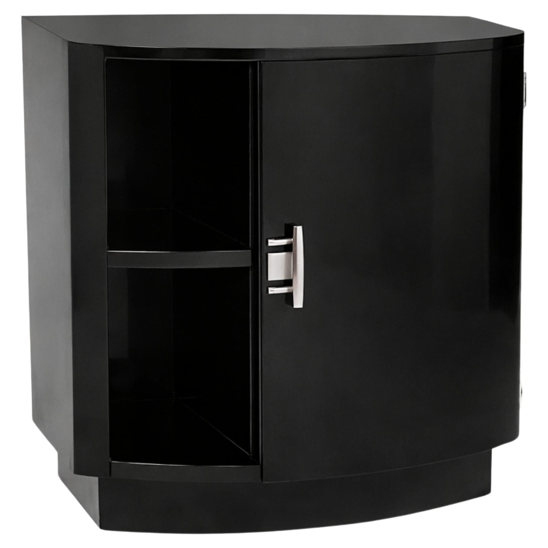 Art Deco Black Lacquer Small Commode, 1940s