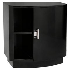 Art Deco Black Lacquer Small Commode, 1940s