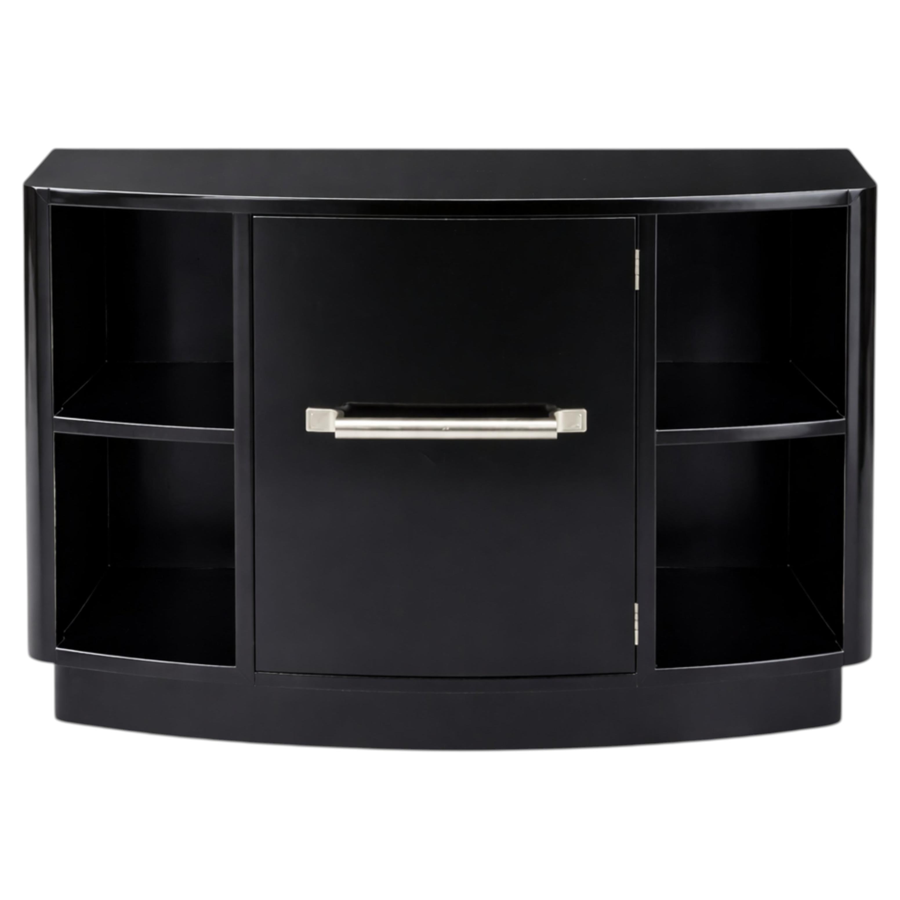 Art Deco Black Lacquer Small Commode, 1940s For Sale