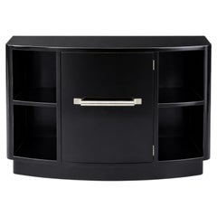 Art Deco Black Lacquer Small Commode, 1940s