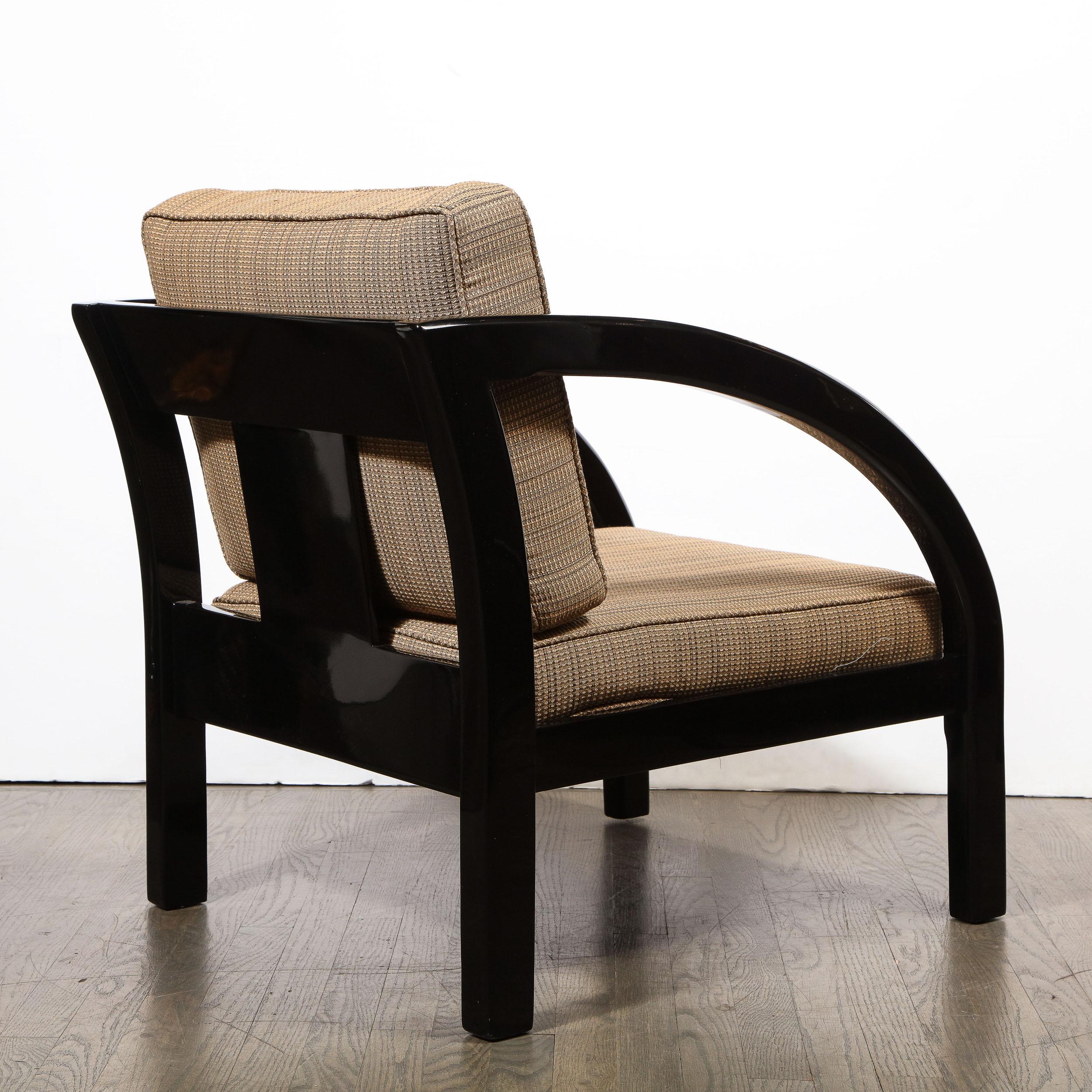Art Deco Black Lacquer Streamlined Armchair by Modernage Furniture Company 4