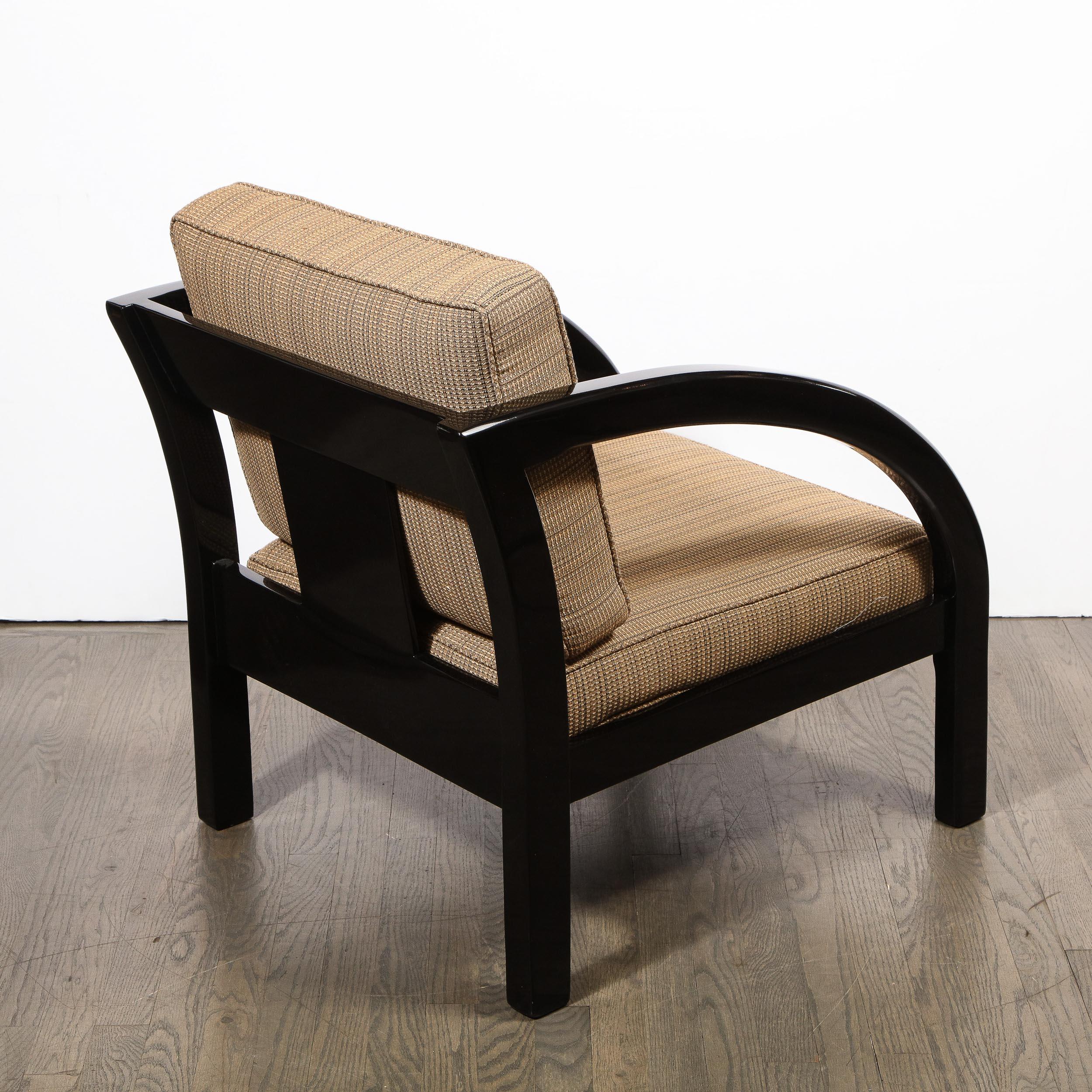 Art Deco Black Lacquer Streamlined Armchair by Modernage Furniture Company 5
