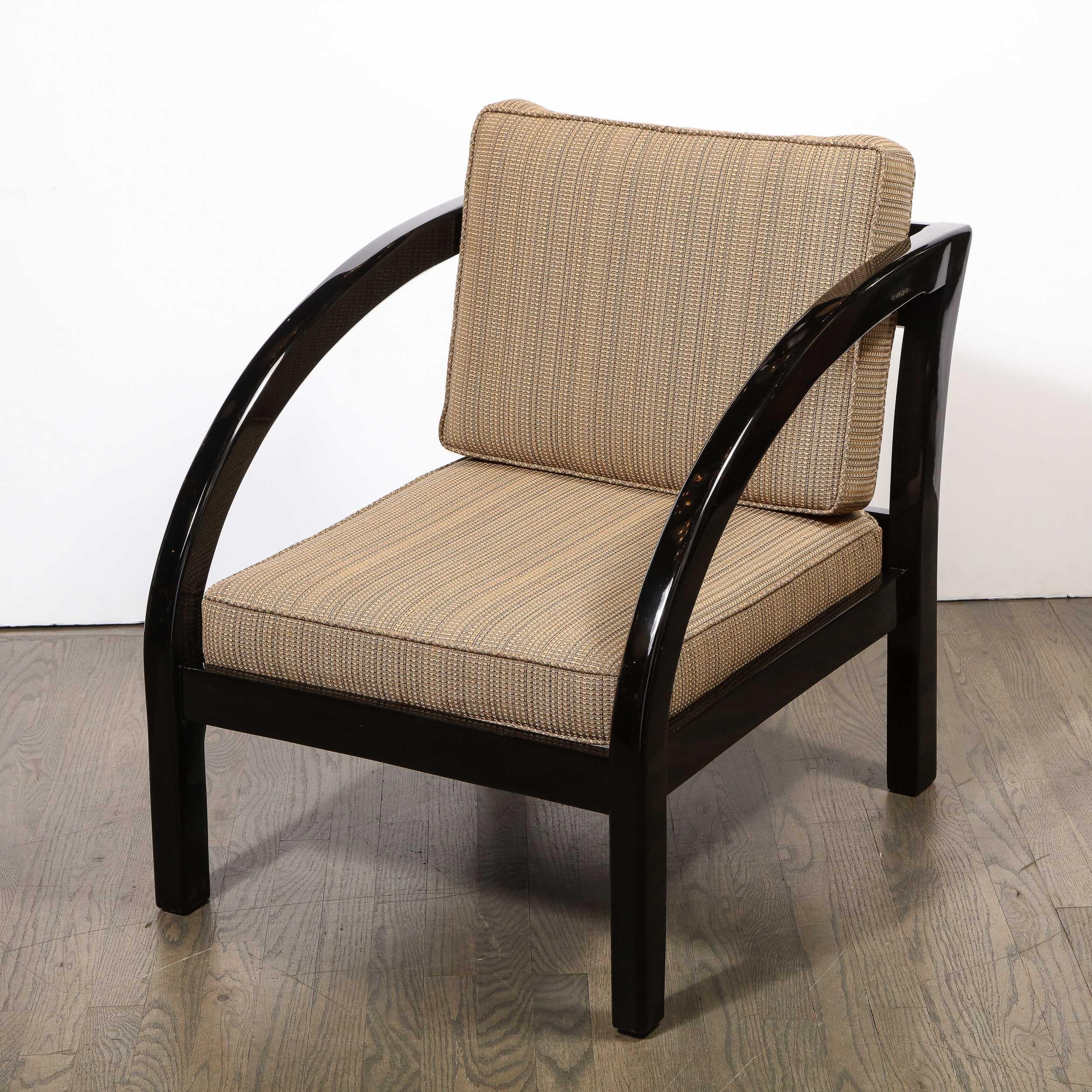 American Art Deco Black Lacquer Streamlined Armchair by Modernage Furniture Company