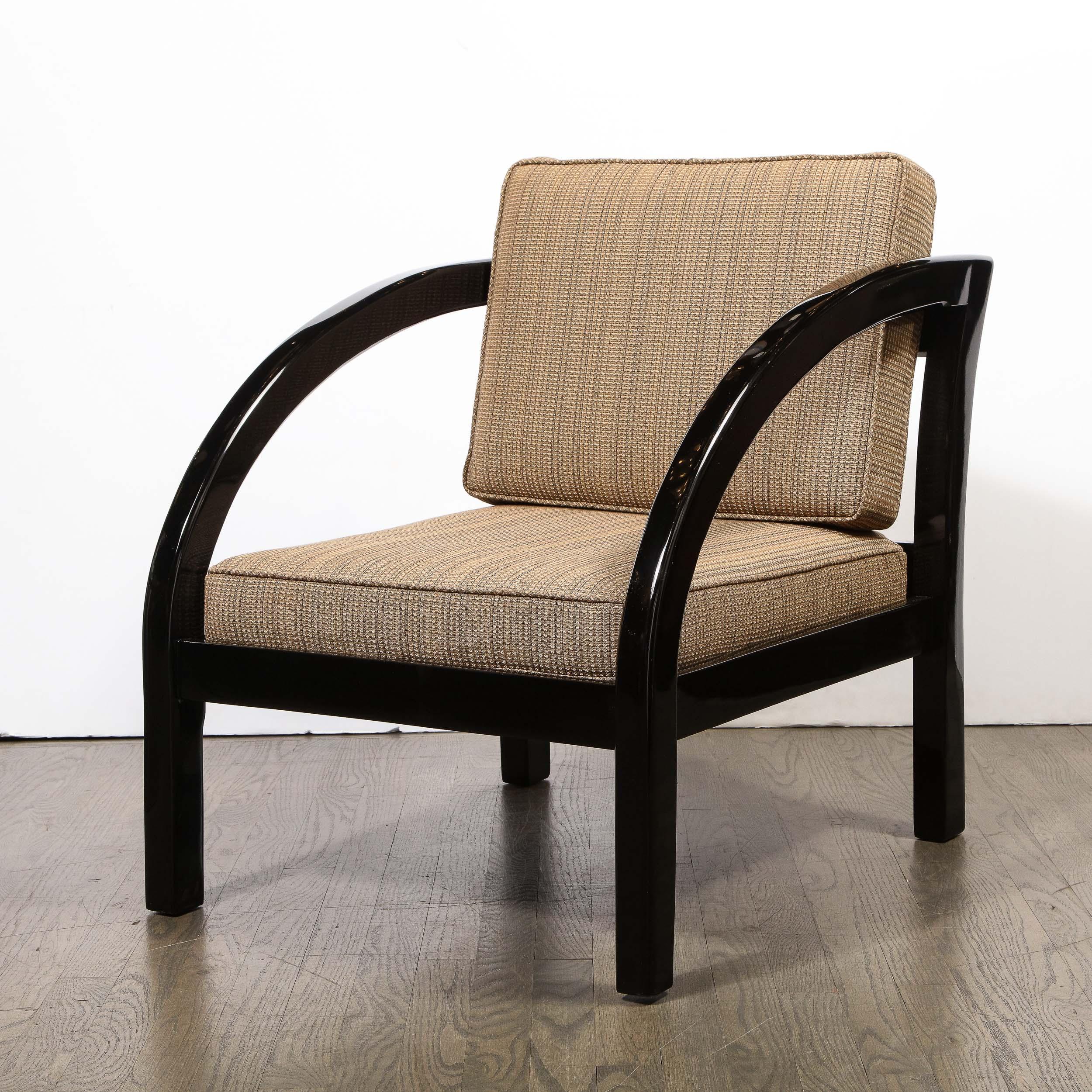Art Deco Black Lacquer Streamlined Armchair by Modernage Furniture Company In Excellent Condition In New York, NY