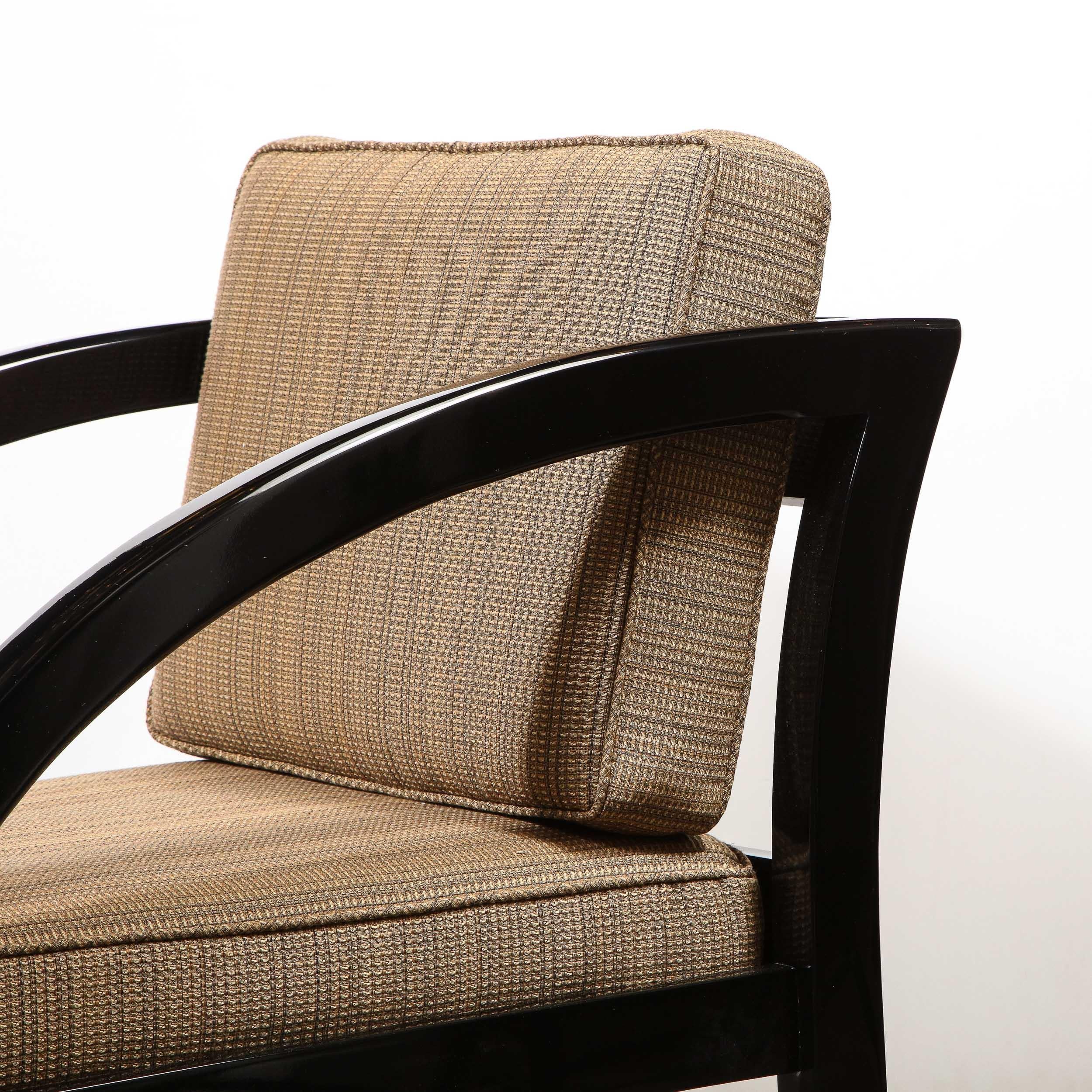 Mid-20th Century Art Deco Black Lacquer Streamlined Armchair by Modernage Furniture Company