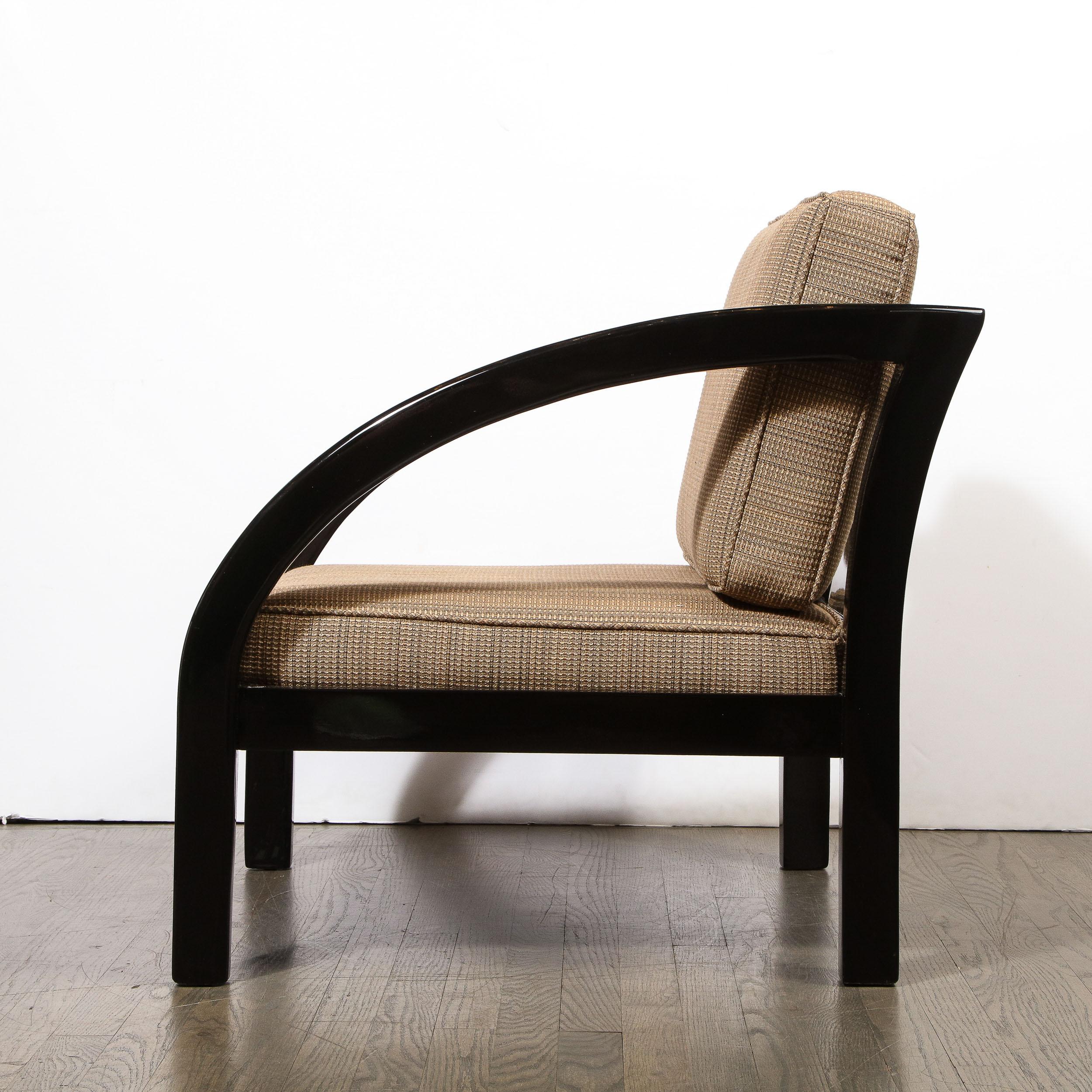 Art Deco Black Lacquer Streamlined Armchair by Modernage Furniture Company 1