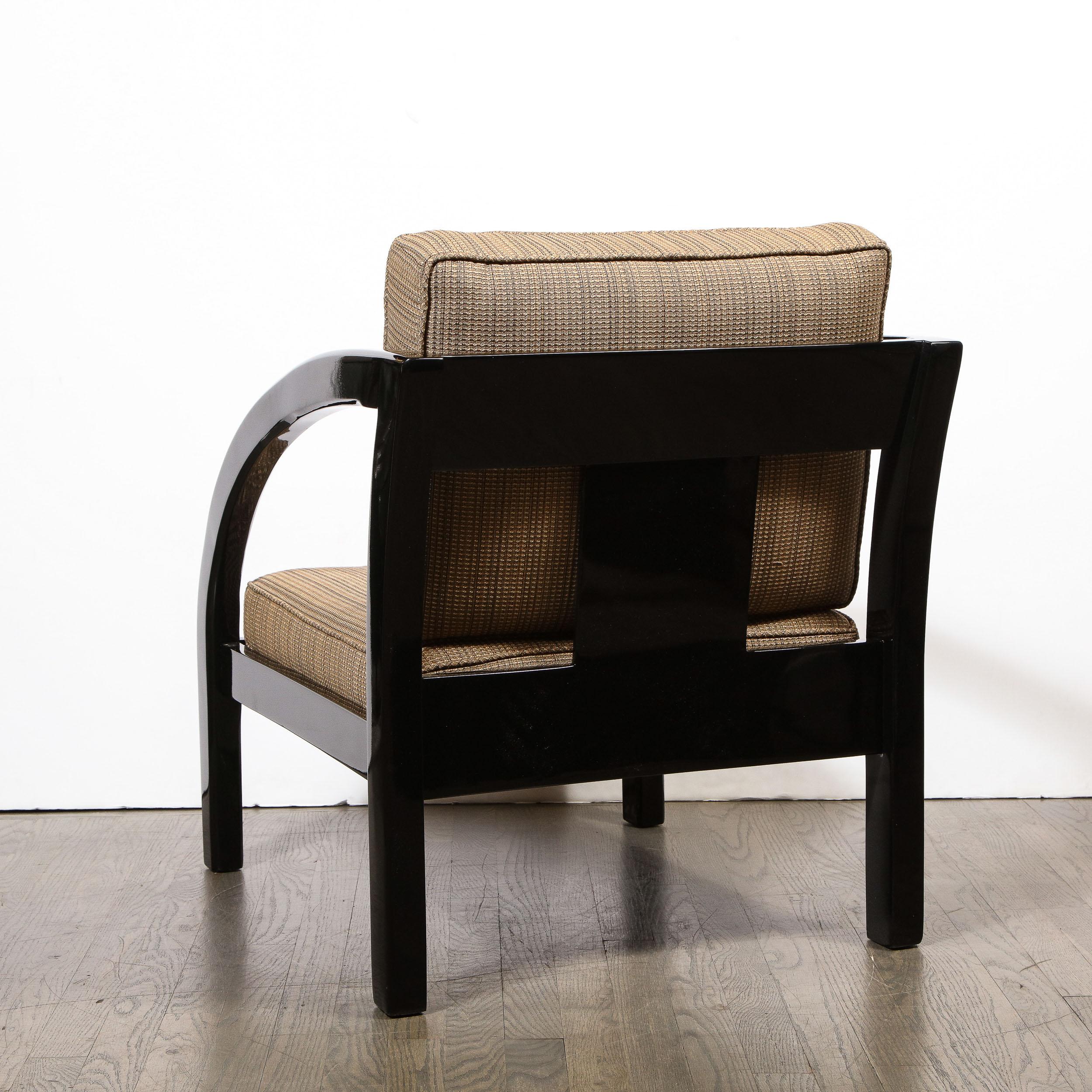 Art Deco Black Lacquer Streamlined Armchair by Modernage Furniture Company 2