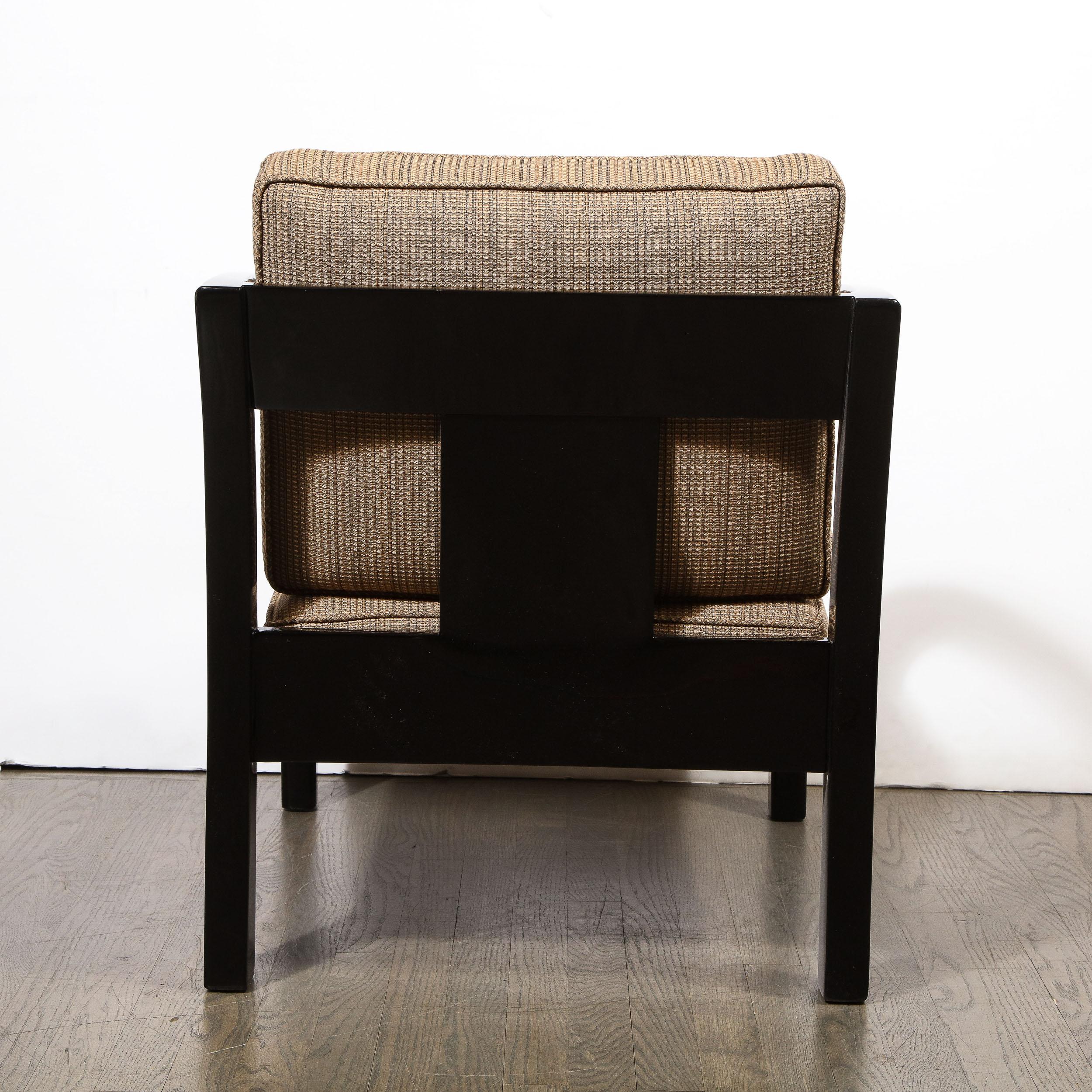 Art Deco Black Lacquer Streamlined Armchair by Modernage Furniture Company 3