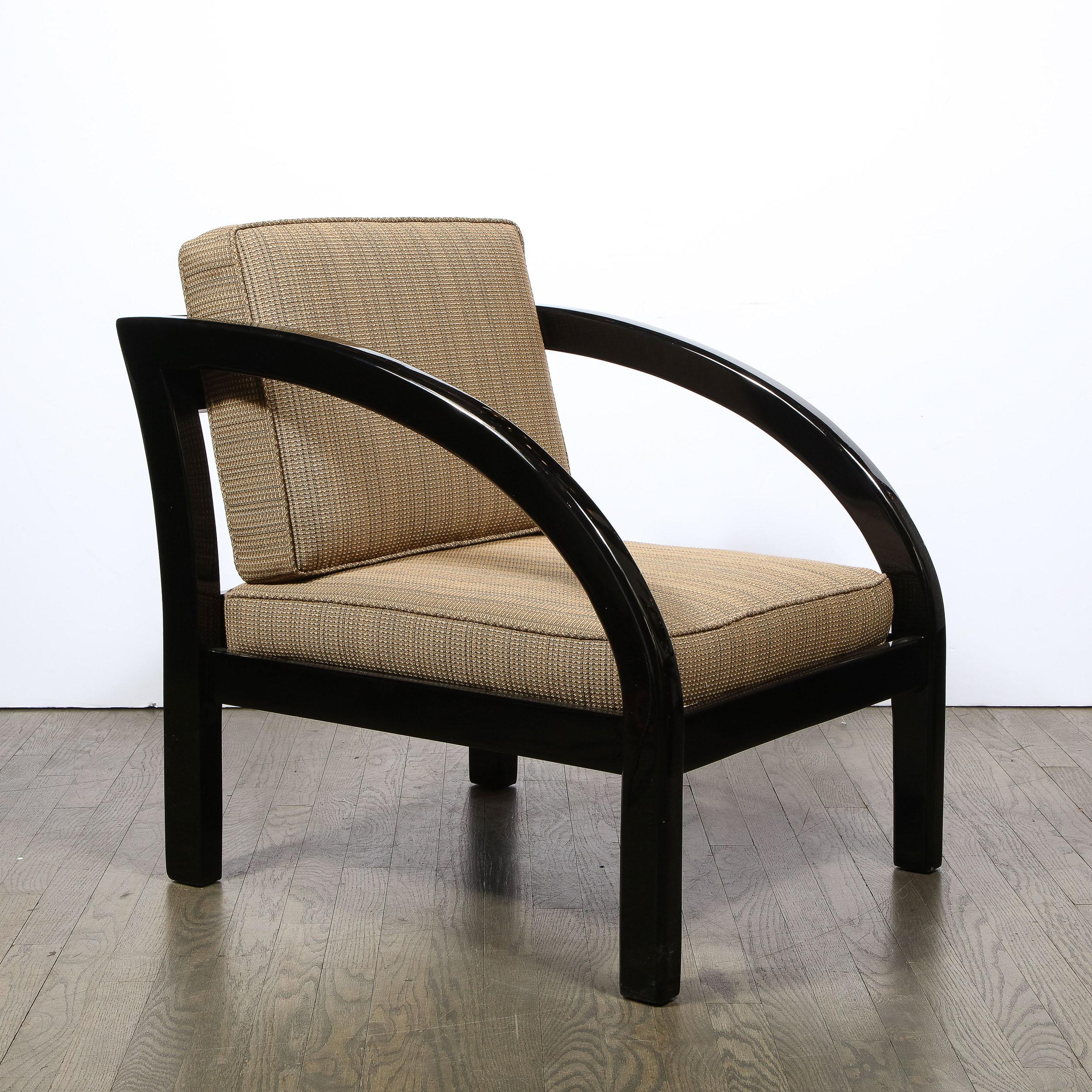 Art Deco Black Lacquer Streamlined Armchair by Modernage Furniture Company For Sale 3