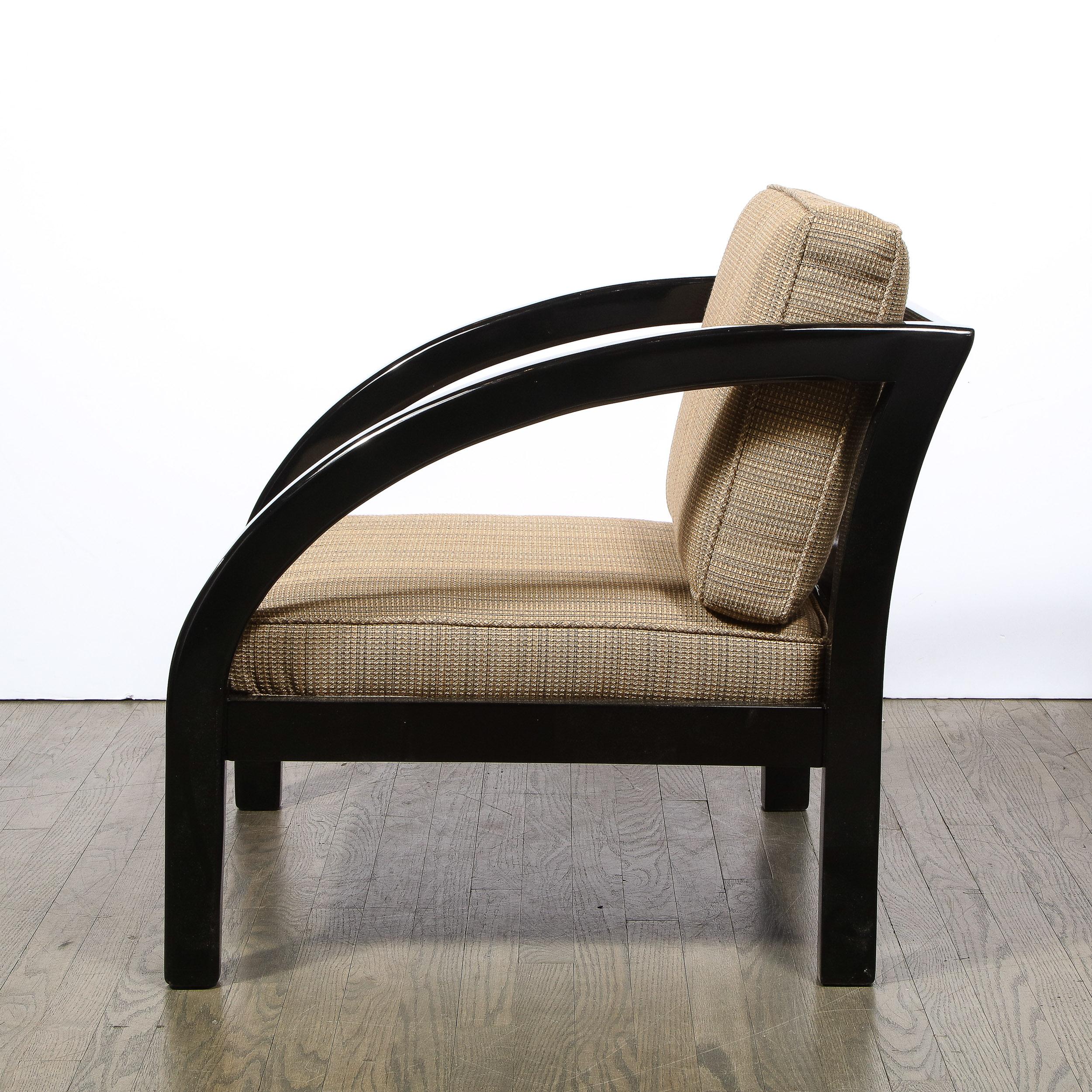 Art Deco Black Lacquer Streamlined Armchair by Modernage Furniture Company In Excellent Condition For Sale In New York, NY
