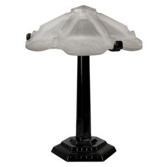 Art Deco Black Lacquer Table Lamp, 20th Century