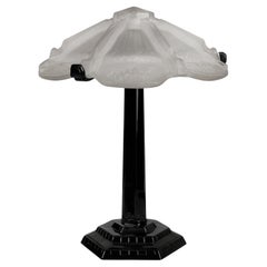 Art Deco Black Lacquer Table Lamp, 20th Century