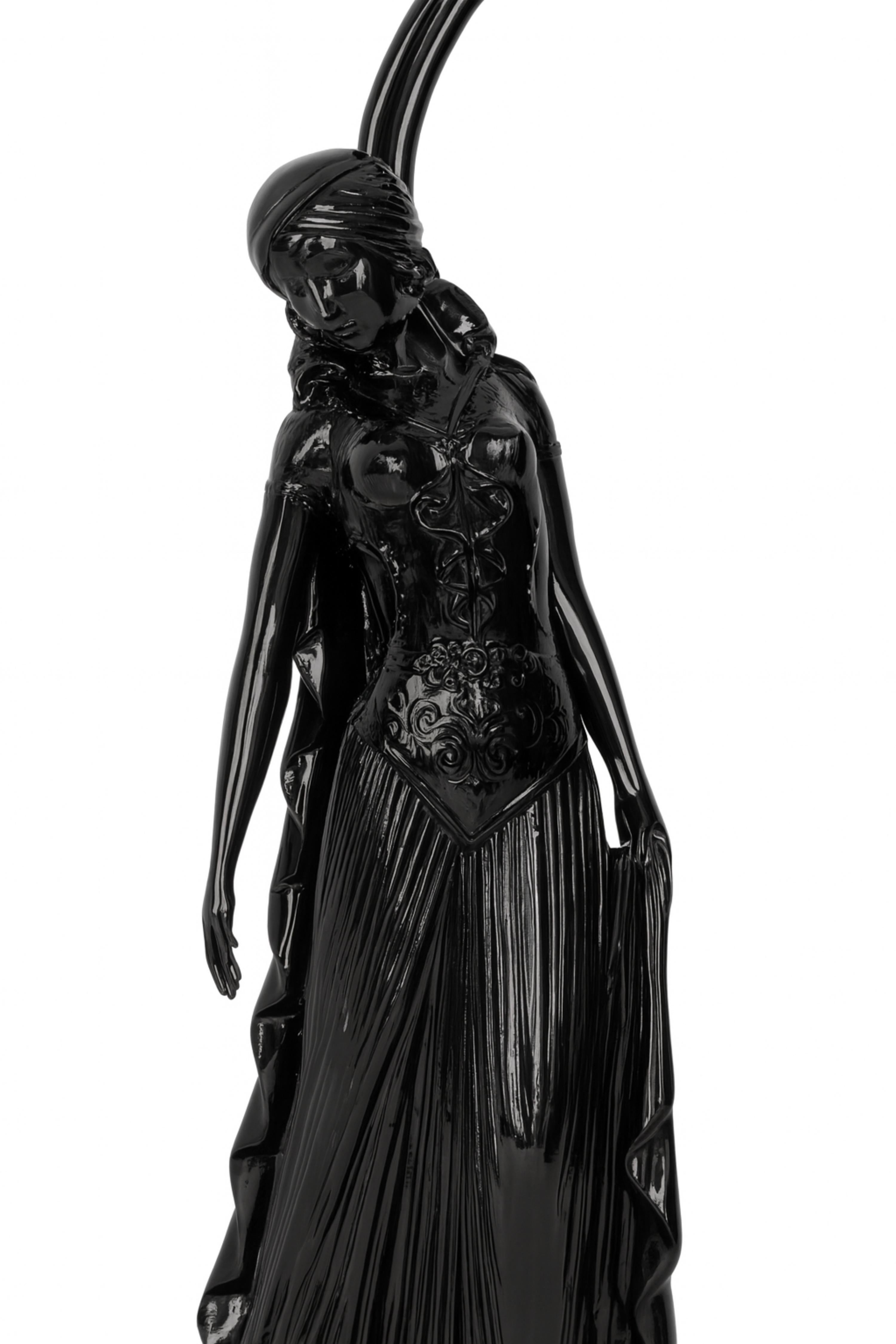 Art déco Art Deco Black Lacquer Table Lamp by Georges Van De Voorde, France, 1925 en vente