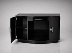 Art Deco Black Lacquer Vanity Dressing Console Table With Mirror, 20th Century