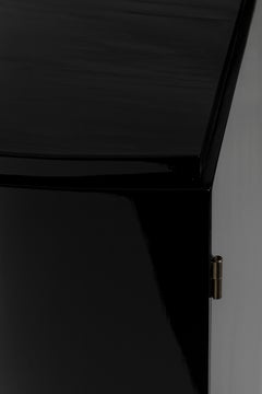 Art Deco Black Lacquer Walnut Credenza Sideboard, Belgian, 20th Century Buffet