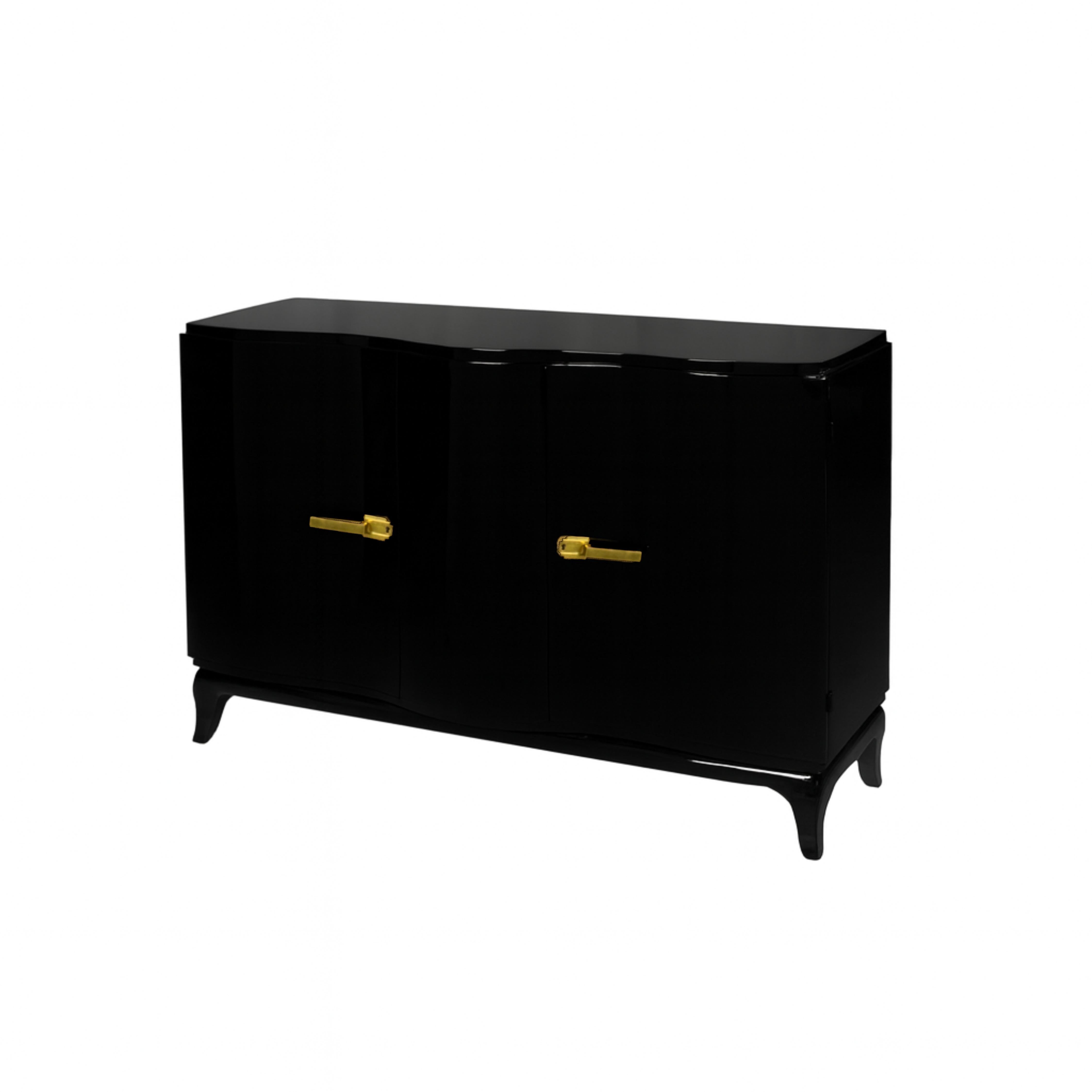 Crédence Art Déco en noyer laqué noir, Buffet belge du 20e siècle Bon état - En vente à Lisbon, PT