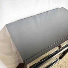 Art Deco Black Lacquered and Gold Highboy Dresser With Brass Hardware