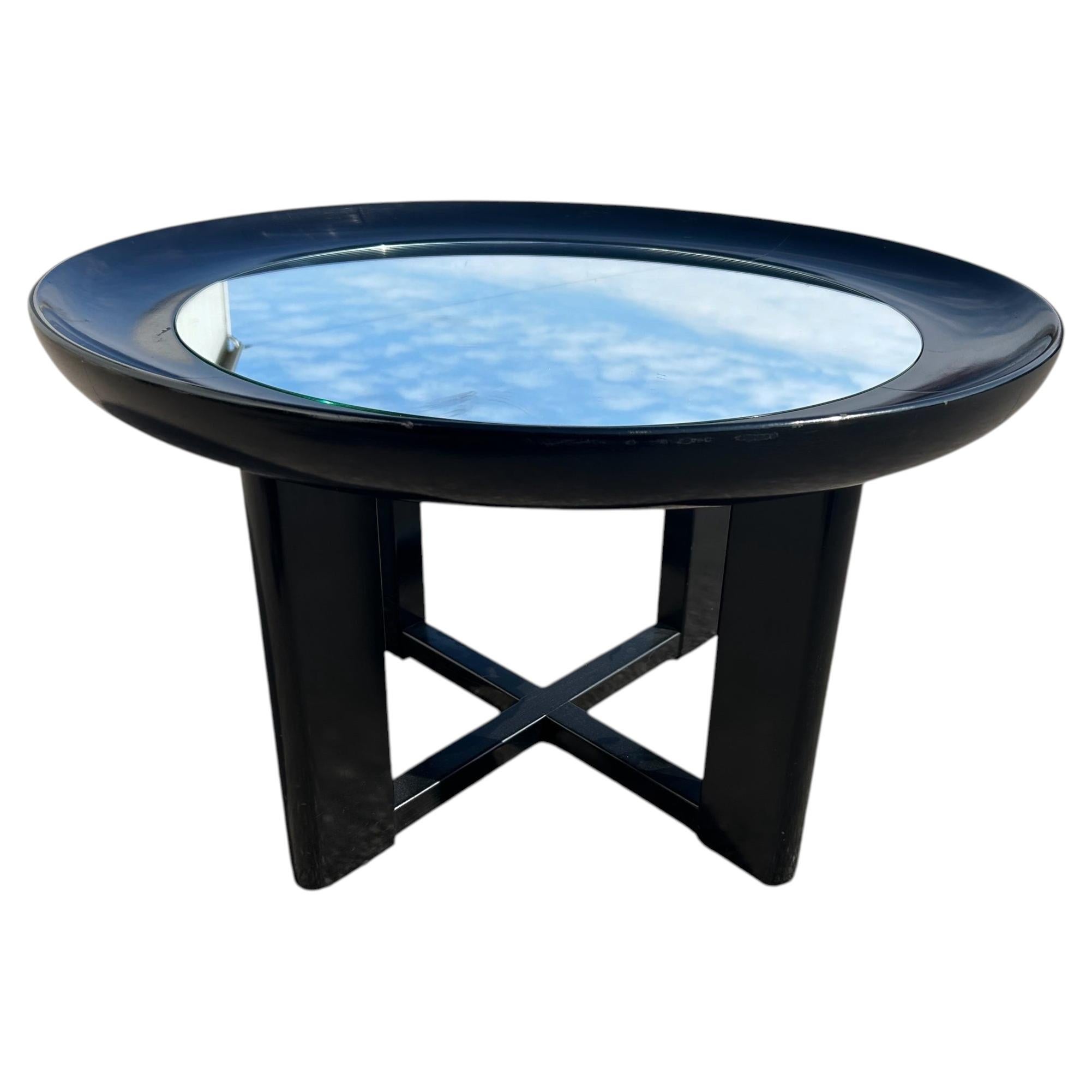 Art Deco Black Lacquered Gueridon Coffee Table, France, Circa 1930