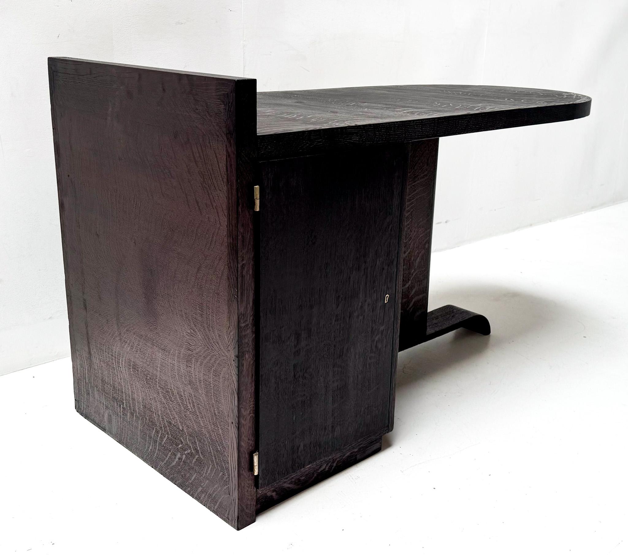 Quercia Art Deco laccato nero  Scrivania Cambridge Partners di De Coene, 1930 in vendita