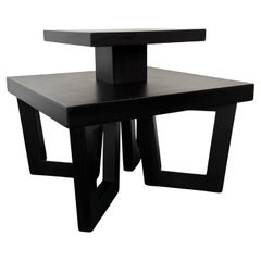 Tavolino a più livelli in stile Art Paul Frankl, laccato nero e in stile Art Déco