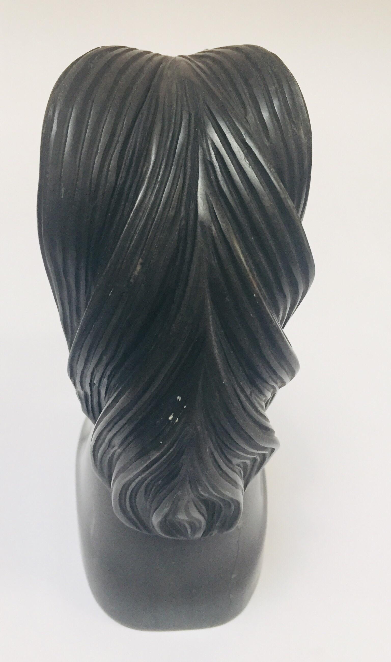 Art Deco Black Marble Sculpture of  Horse Head Bust 1