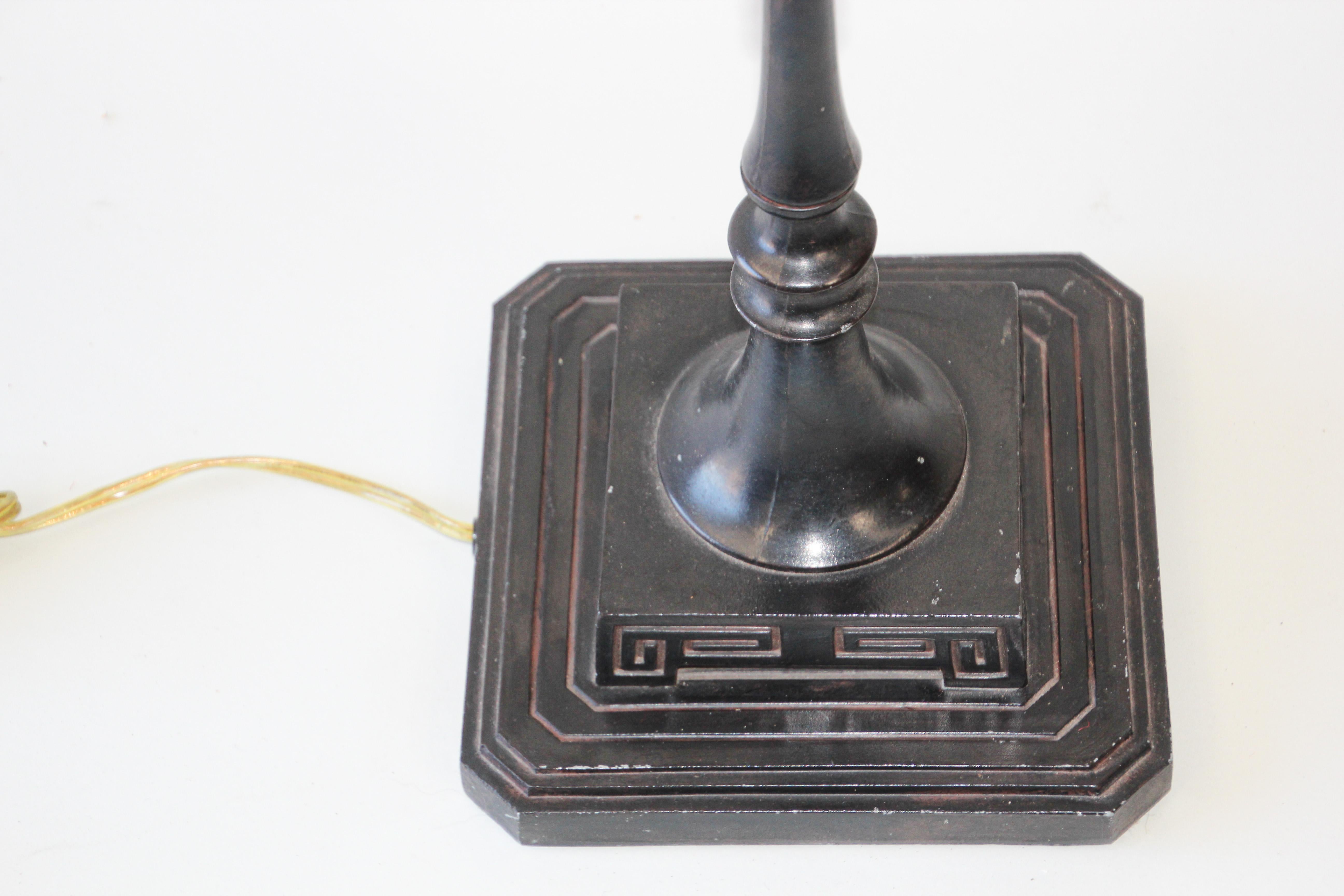 Art Deco Black Metal Floor Lamp with Mica Shade In Good Condition In North Hollywood, CA