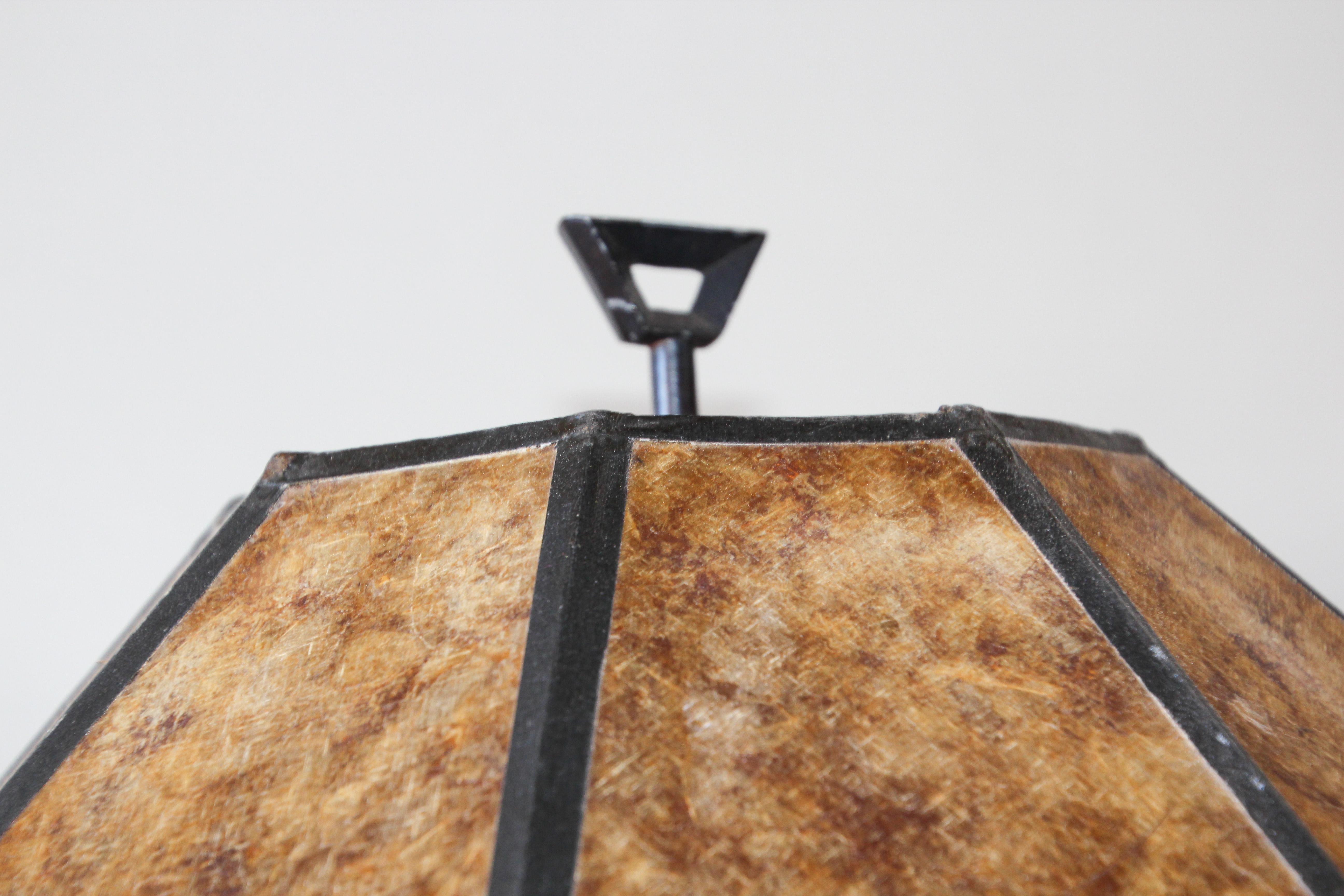 Art Deco Black Metal Floor Lamp with Mica Shade 2
