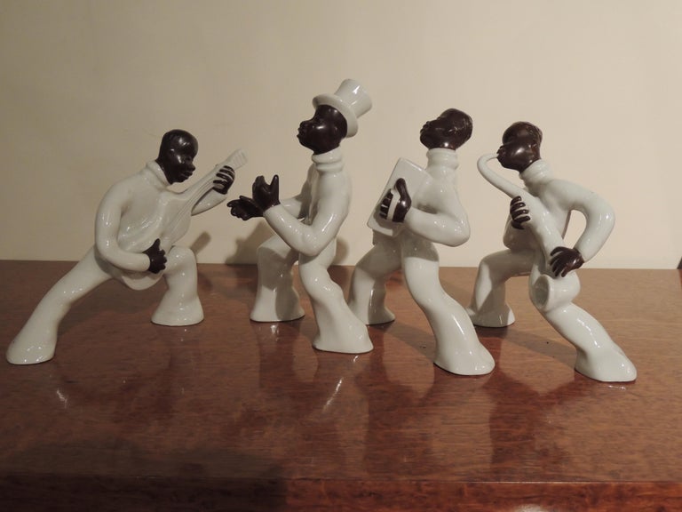 Art Deco Black Musicians Ceramic Sculpture Set by Cerabel at 1stDibs