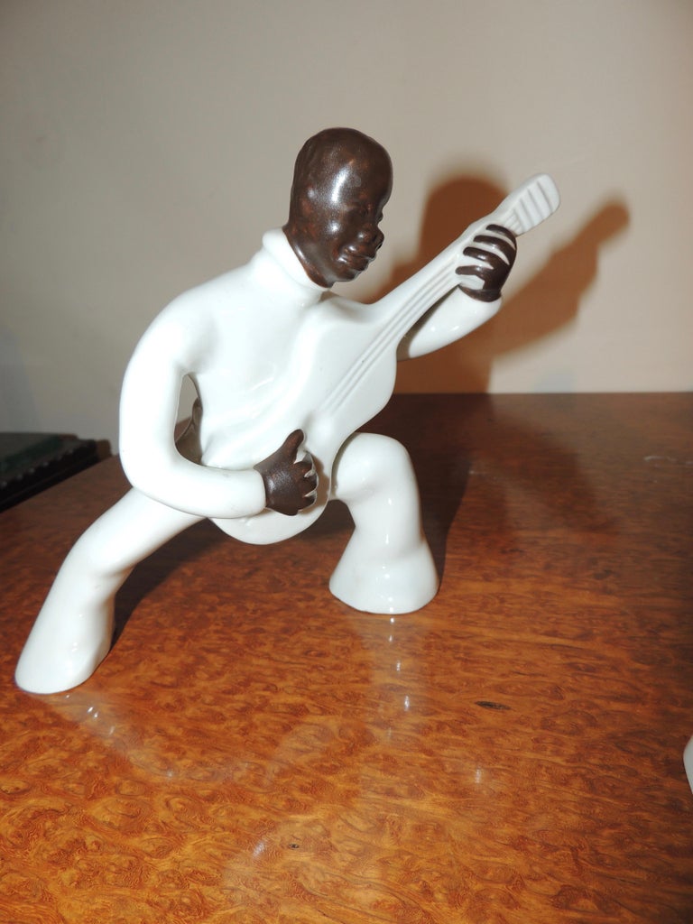 Art Deco Black Musicians Ceramic Sculpture Set by Cerabel at 1stDibs