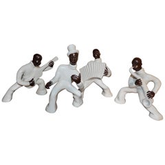 Art Deco Black Musicians Ceramic Sculpture Set by Cerabel