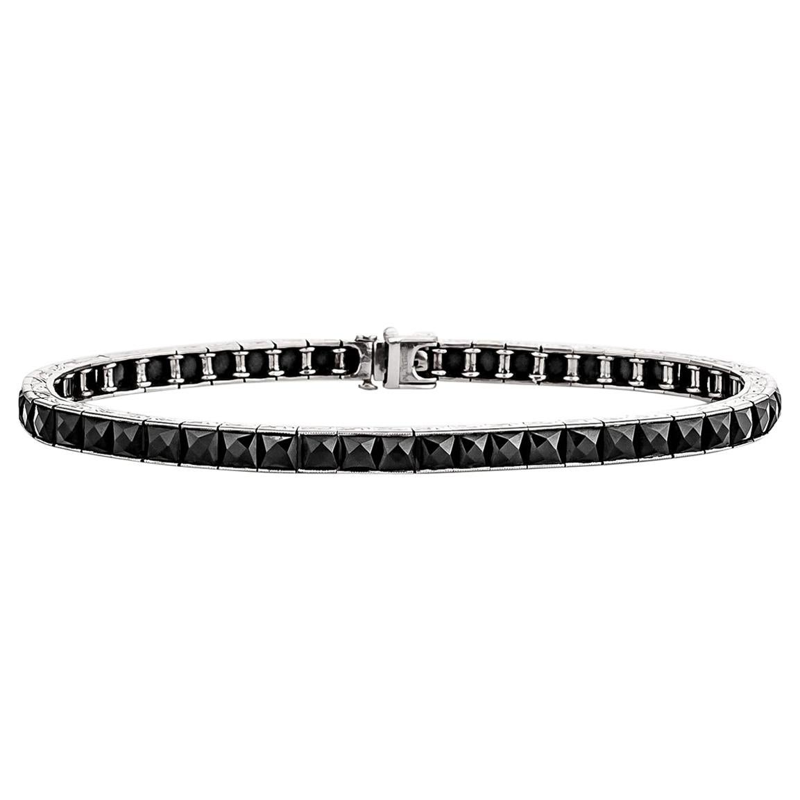 Art Deco Black Onyx Platinum Line Bracelet
