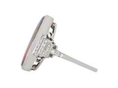 Art Deco Black Opal and Diamond Ring, circa 1920