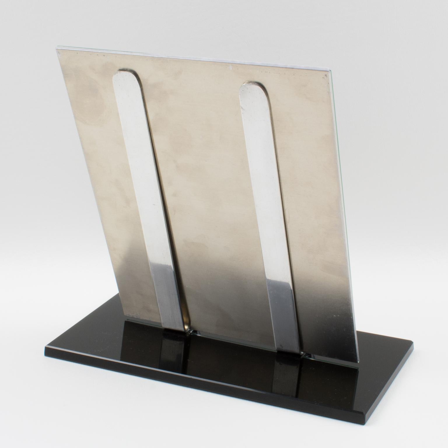 Mid-20th Century Art Deco Black Opaline Glass Picture Frame, France 1930s For Sale