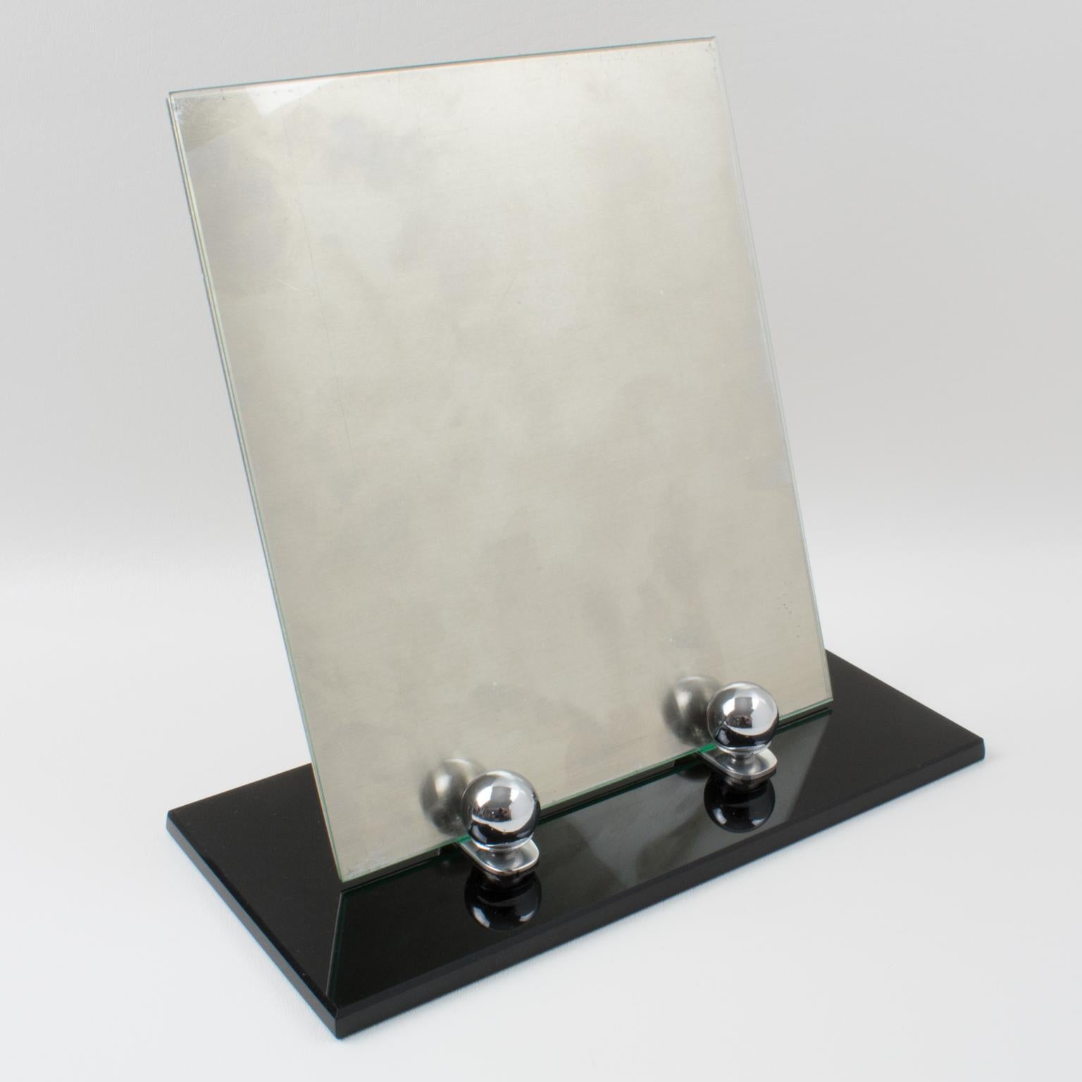 Art Deco Black Opaline Glass Picture Frame, France 1930s For Sale 2