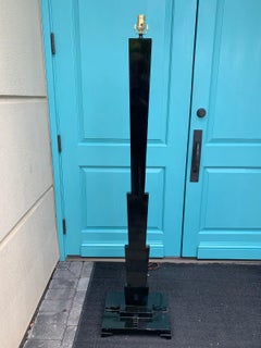 Art Deco Black Painted Wood Floor Lamp, circa 1930s