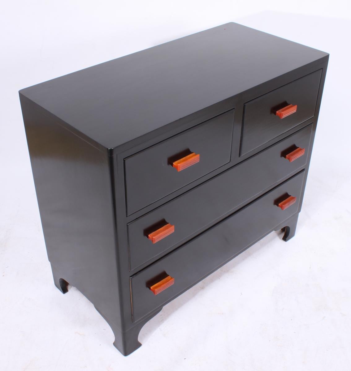 Mahogany Art Deco Black Piano Lacquer Chest of Drawers