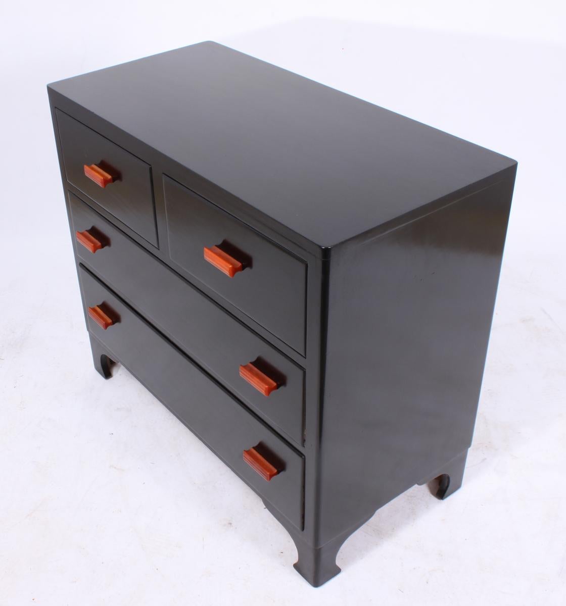 Art Deco Black Piano Lacquer Chest of Drawers 2