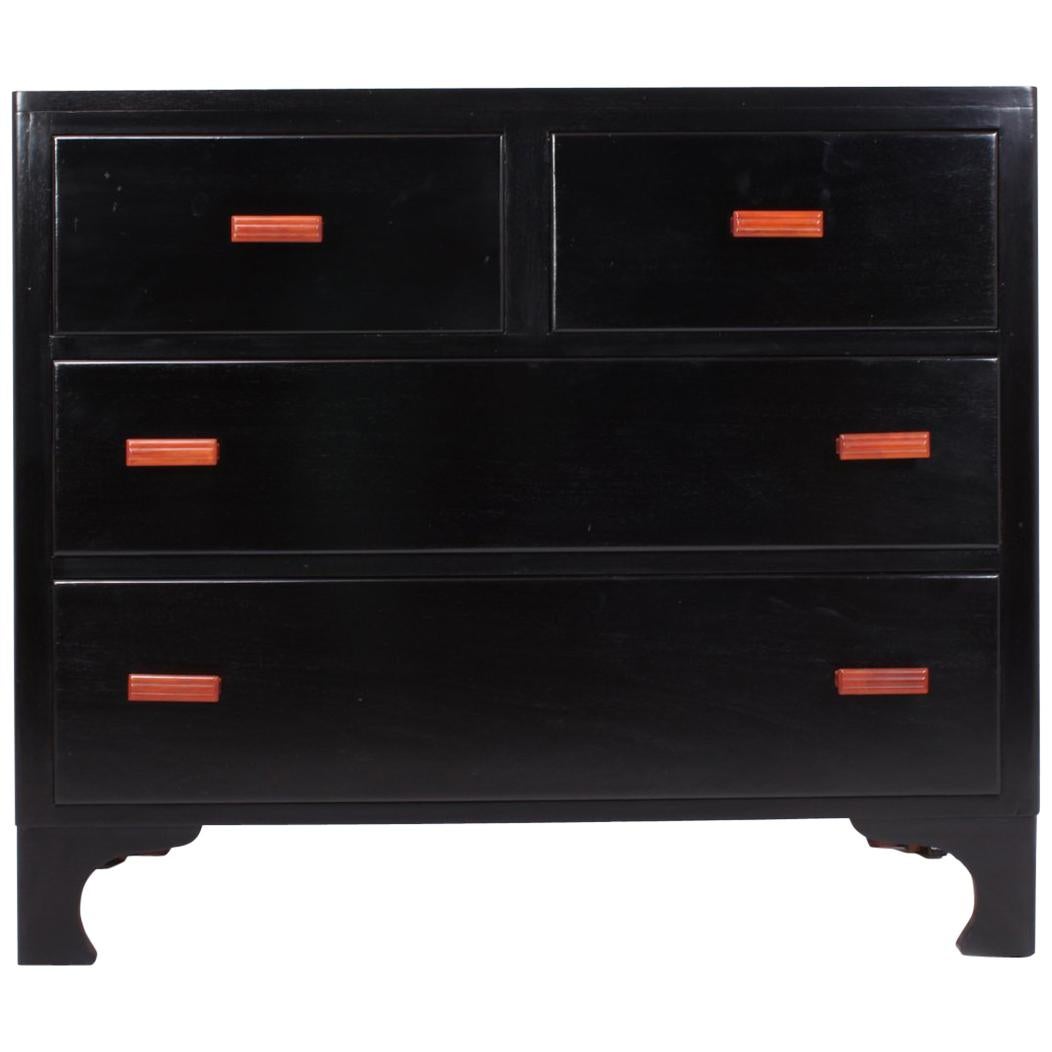 Art Deco Black Piano Lacquer Chest of Drawers
