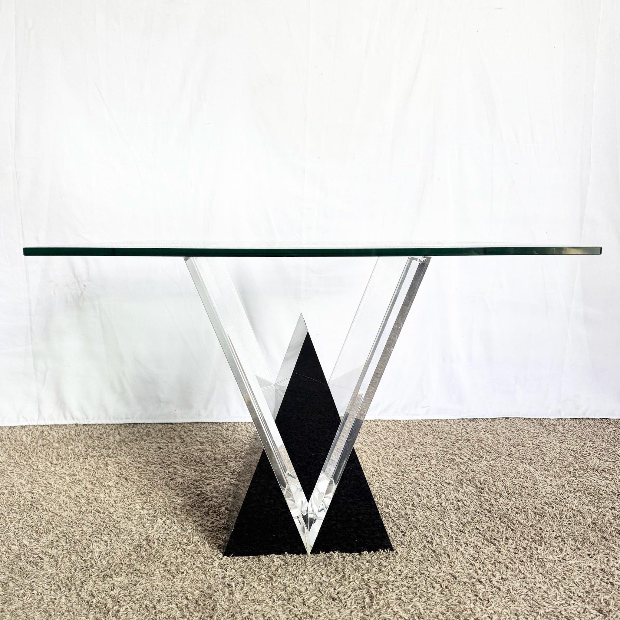 Art Deco Black Plastic and Lucite Glass Top Side Table by Shlomi Haziza For Sale 1