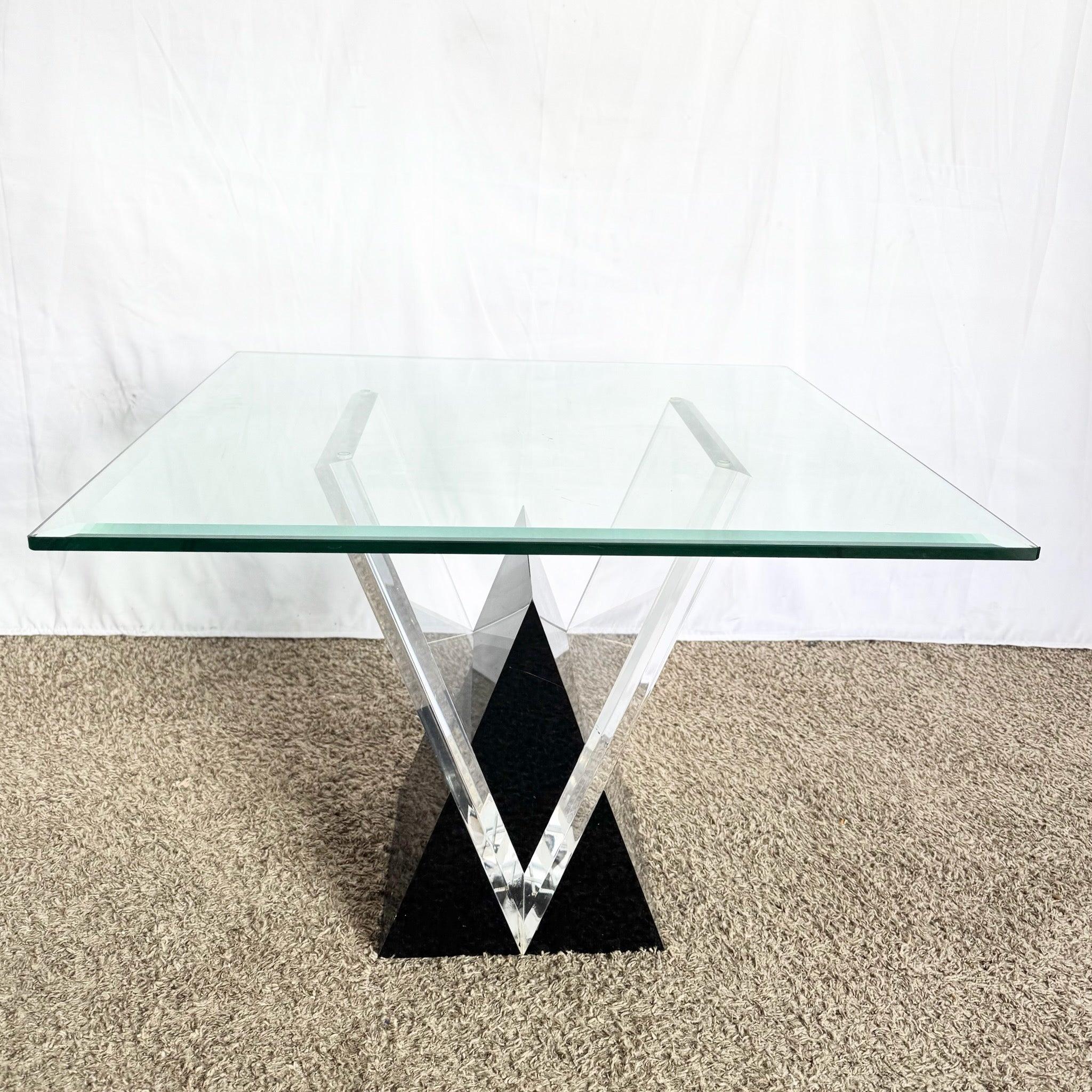 Art Deco Black Plastic and Lucite Glass Top Side Table by Shlomi Haziza For Sale 3