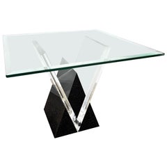 Art Deco Black Plastic and Lucite Glass Top Side Table by Shlomi Haziza