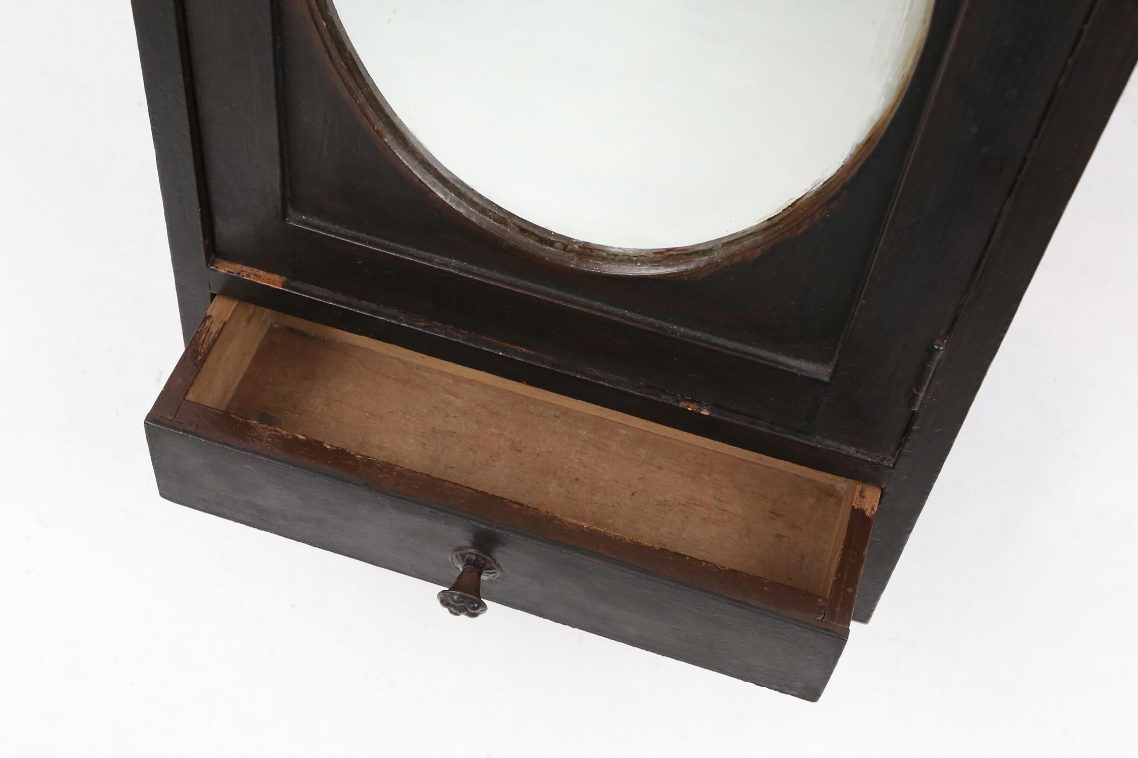 Art Deco black shaving cabinet with mirror and drawer, France 1930s 1