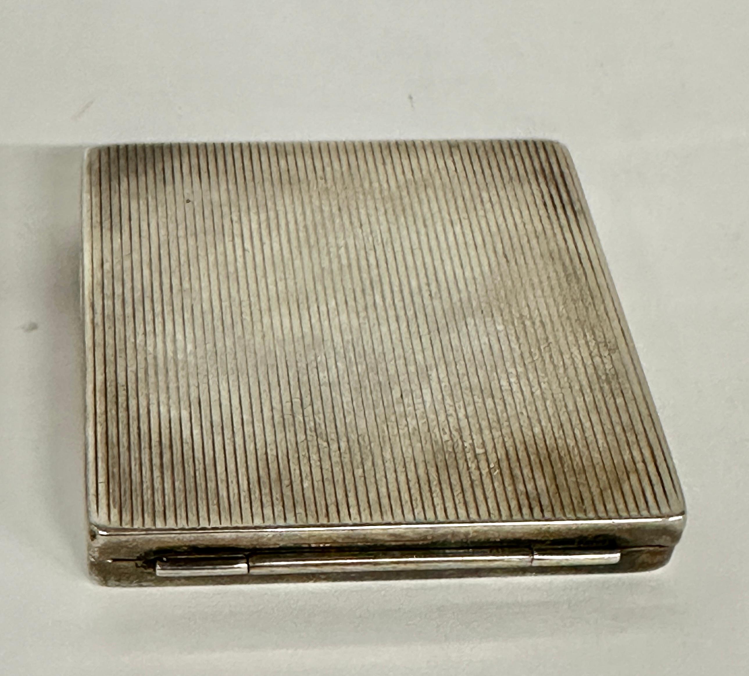 20th Century Art Deco Black Starr and Gorham Sterling Silver and 14k Gold Compact For Sale